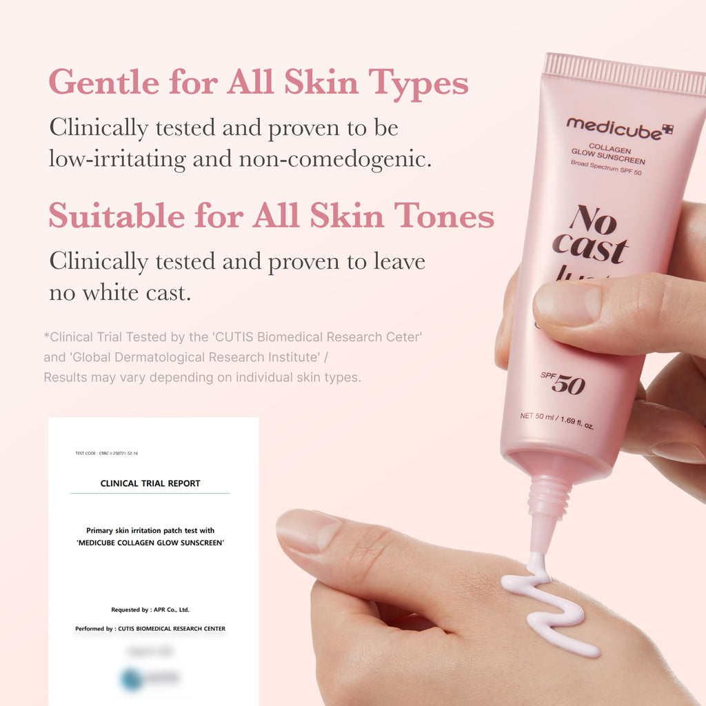 medicube No Cast Just Glow Collagen Sunscreen | SPF 50 Broad Spectrum Face Sunscreen - FENGGESTORE20
