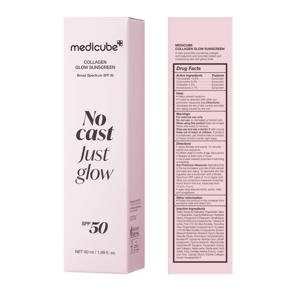 medicube No Cast Just Glow Collagen Sunscreen | SPF 50 Broad Spectrum Face Sunscreen - FENGGESTORE20