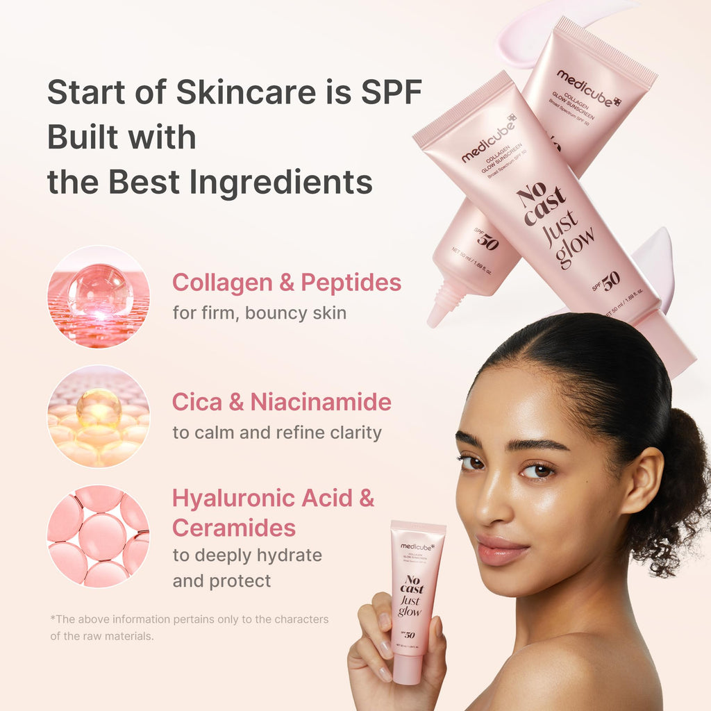 medicube No Cast Just Glow Collagen Sunscreen | SPF 50 Broad Spectrum Face Sunscreen - FENGGESTORE20
