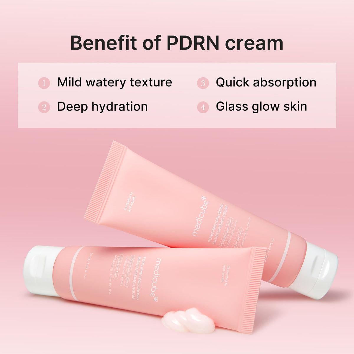 medicube PDRN Pink Hyaluronic Moisturizing Cream | Blemish Recovery, Relief & Hydrating Care | Restores Skin Elasticity & Glow - FENGGESTORE20
