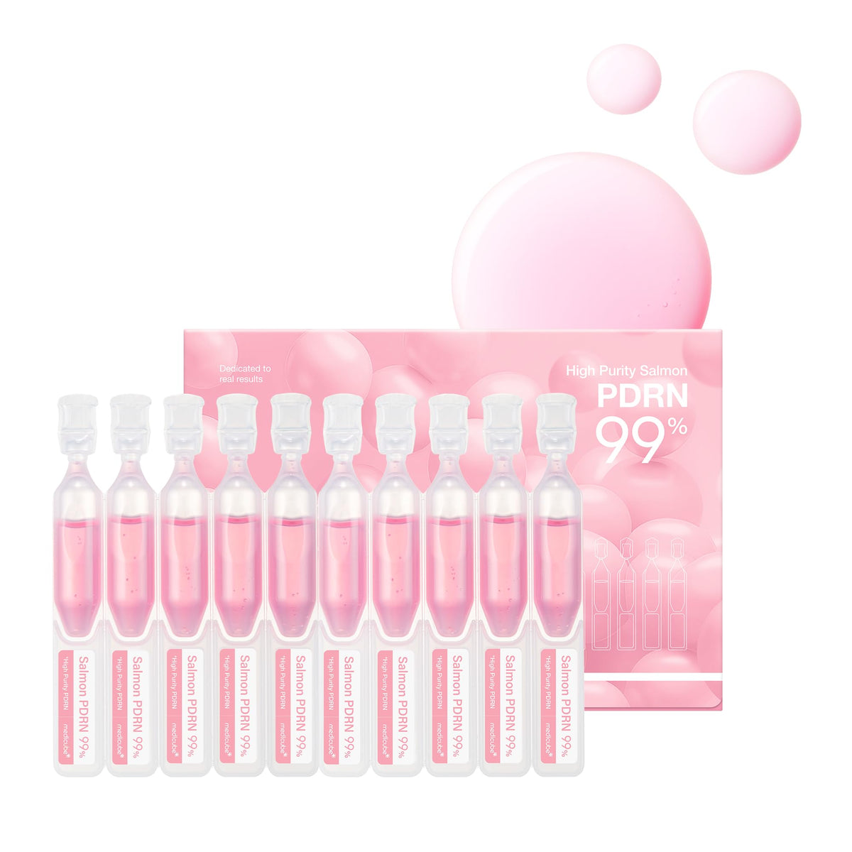 medicube Salmon DNA PDRN Pink One Day Serum | 99% Salmon DNA PDRN Intensive Ampoule, Collagen, Glutathione - FENGGESTORE20