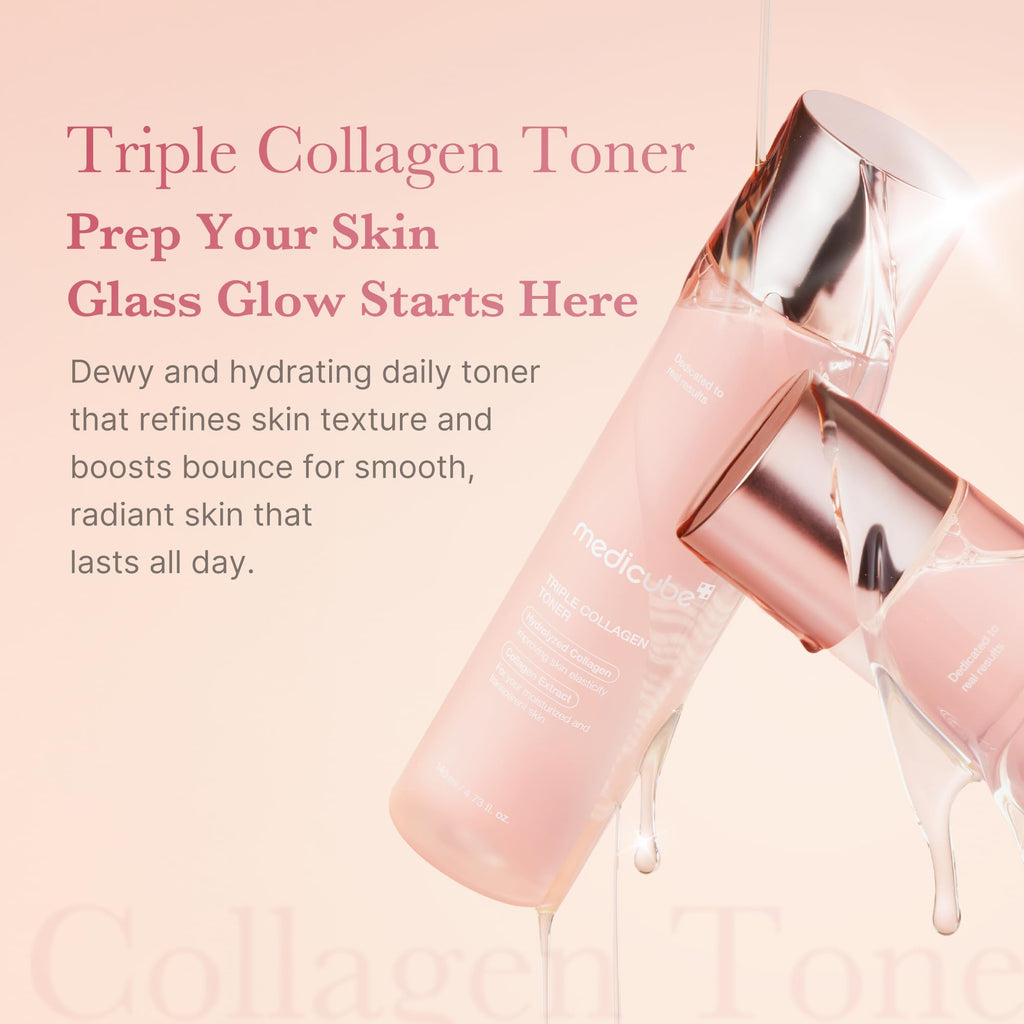 Medicube Triple Collagen Toner - Hydrolyzed, Atelo, & Soluble Collagen for Deep Hydration & Plump Skin - Fast-Absorbing Formula - FENGGESTORE20