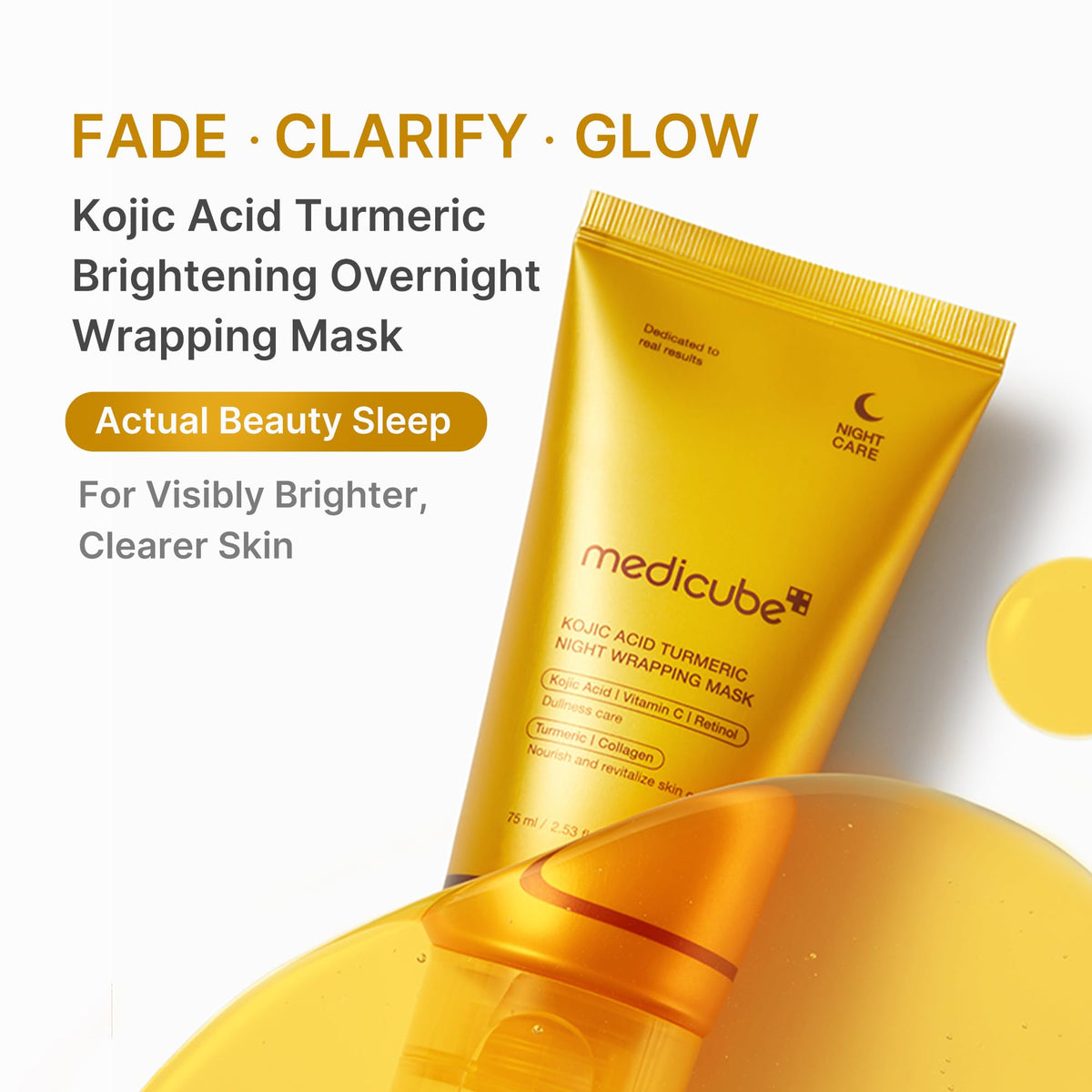 medicube Wrapping Mask Kojic Acid, Turmeric, Vitamin C Overnight Peel Off Facial Mask | Brighten & Defends Against Skin Stress for a Clear, Glowing Complexion | Korean Skin Care, 2.53 fl.oz - FENGGESTORE20