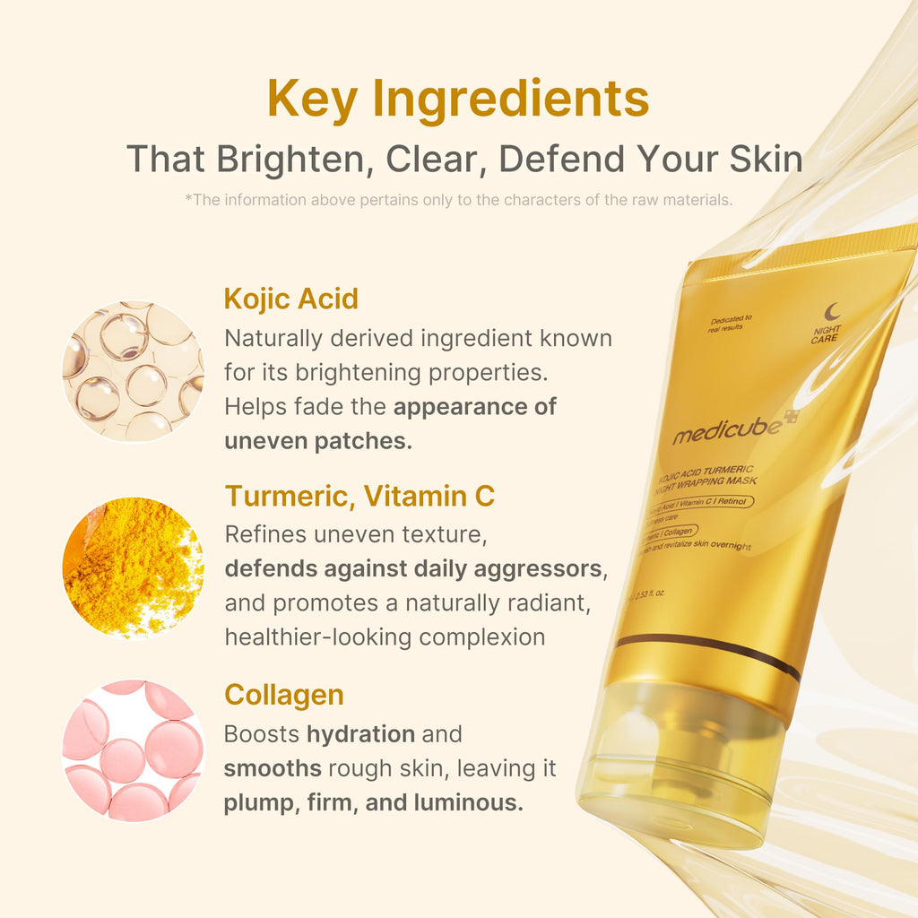 medicube Wrapping Mask Kojic Acid, Turmeric, Vitamin C Overnight Peel Off Facial Mask | Brighten & Defends Against Skin Stress for a Clear, Glowing Complexion | Korean Skin Care, 2.53 fl.oz - FENGGESTORE20