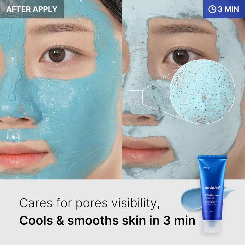 Medicube Zero Pore Blackhead Mud Facial Mask - Skin Cooling & Pore Tightening - 3 Minute Quick Dry Formula with AHA, BHA, PHA - FENGGESTORE20