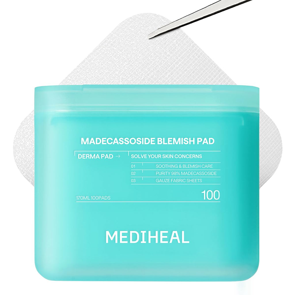 MEDIHEAL Toner Pads 100 Count - Madecassoside Blemish Care Toner Pad with Centella Asiatica - Improves Uneven Skin Tone & Deep Hydration - FENGGESTORE20