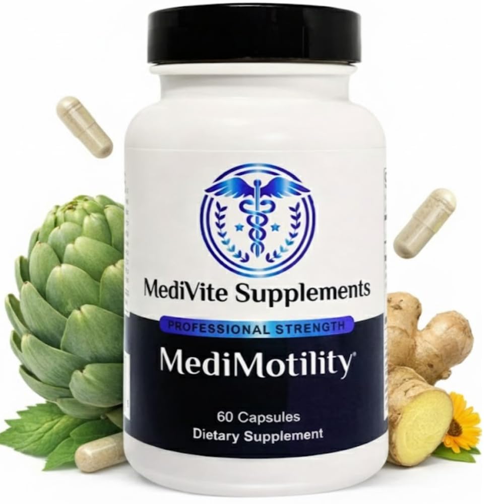 MediVite Supplements MediMotility 60ct – Physician-Approved Supplement for Healthy Gut Motility & Digestive Function – with Ginger Root & Artichoke Extract - FENGGESTORE20
