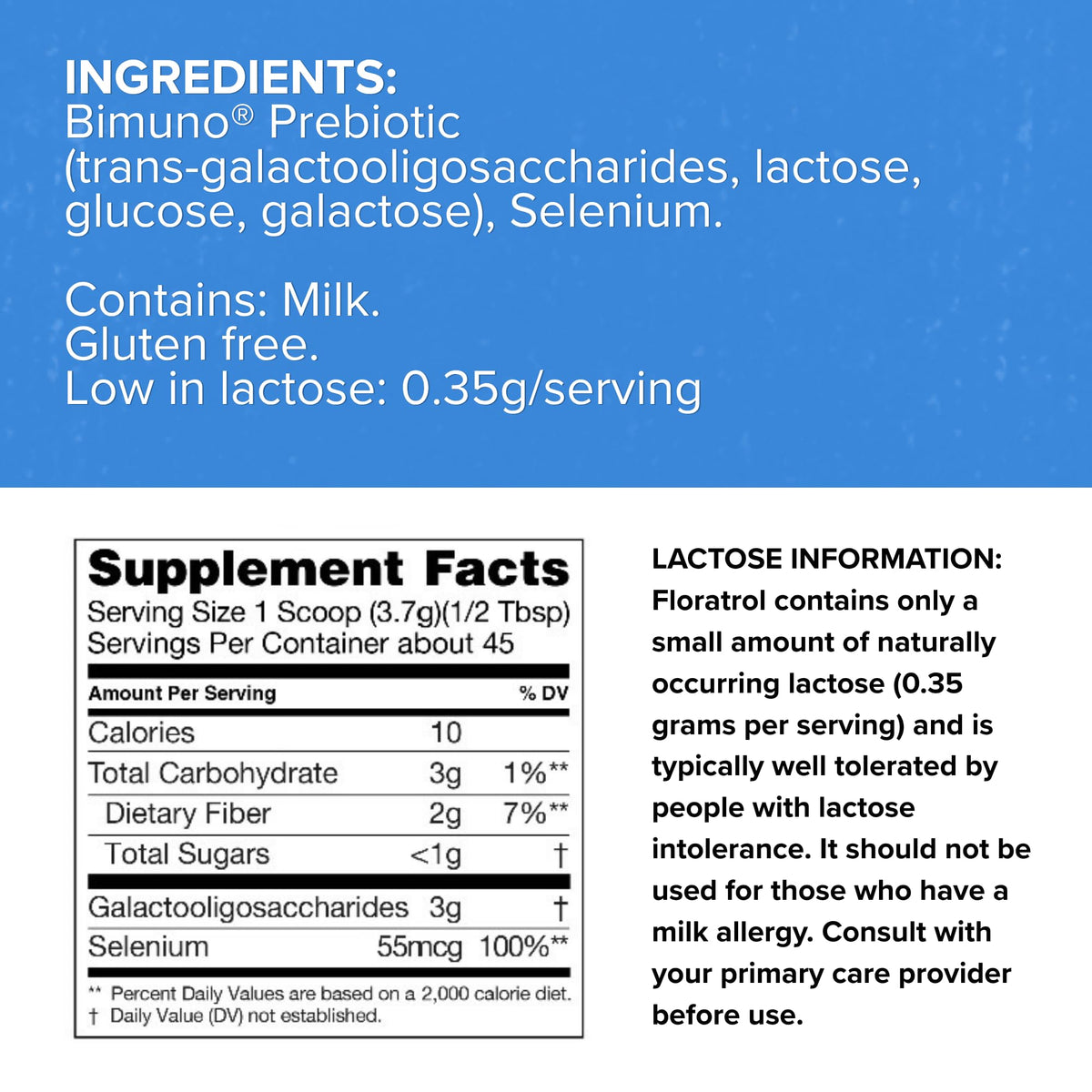 Medtrition Floratrol™ Prebiotic Fiber Powder for Digestive Health – Bimuno® GOS Prebiotic + Selenium – Supports Gut Health & Regularity – Dissolves Clear and Fast, - FENGGESTORE20