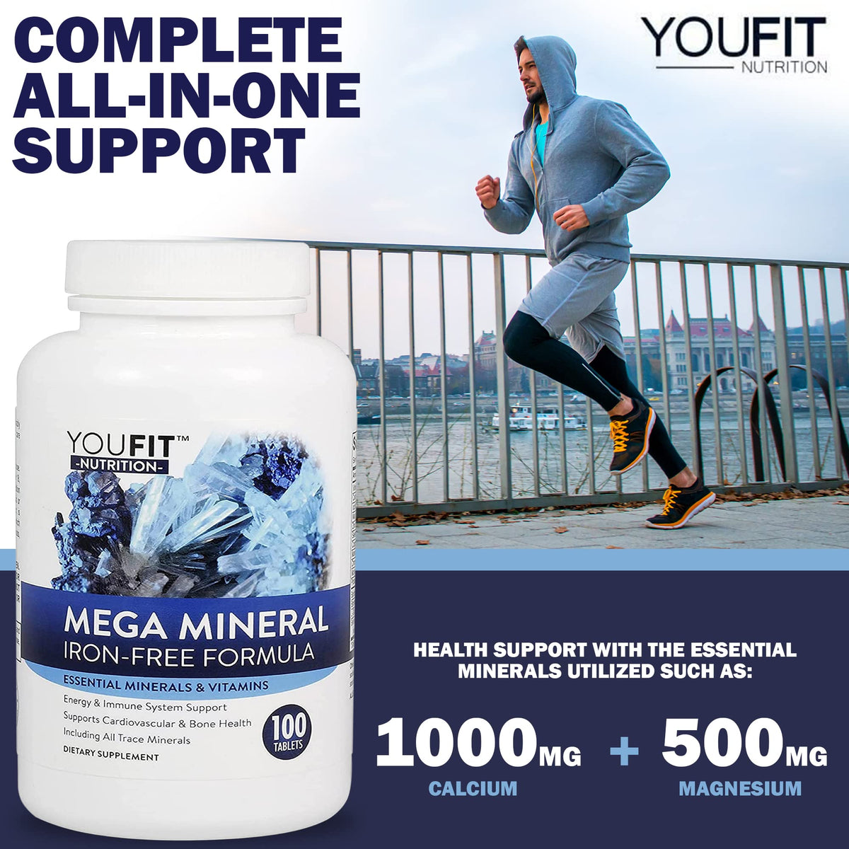 Mega Minerals Supplement by Youfit Nutrition | Trace Minerals | Premium Formula with Source of Minerals and Immune Health Support | Iron Free | All in One - FENGGESTORE20