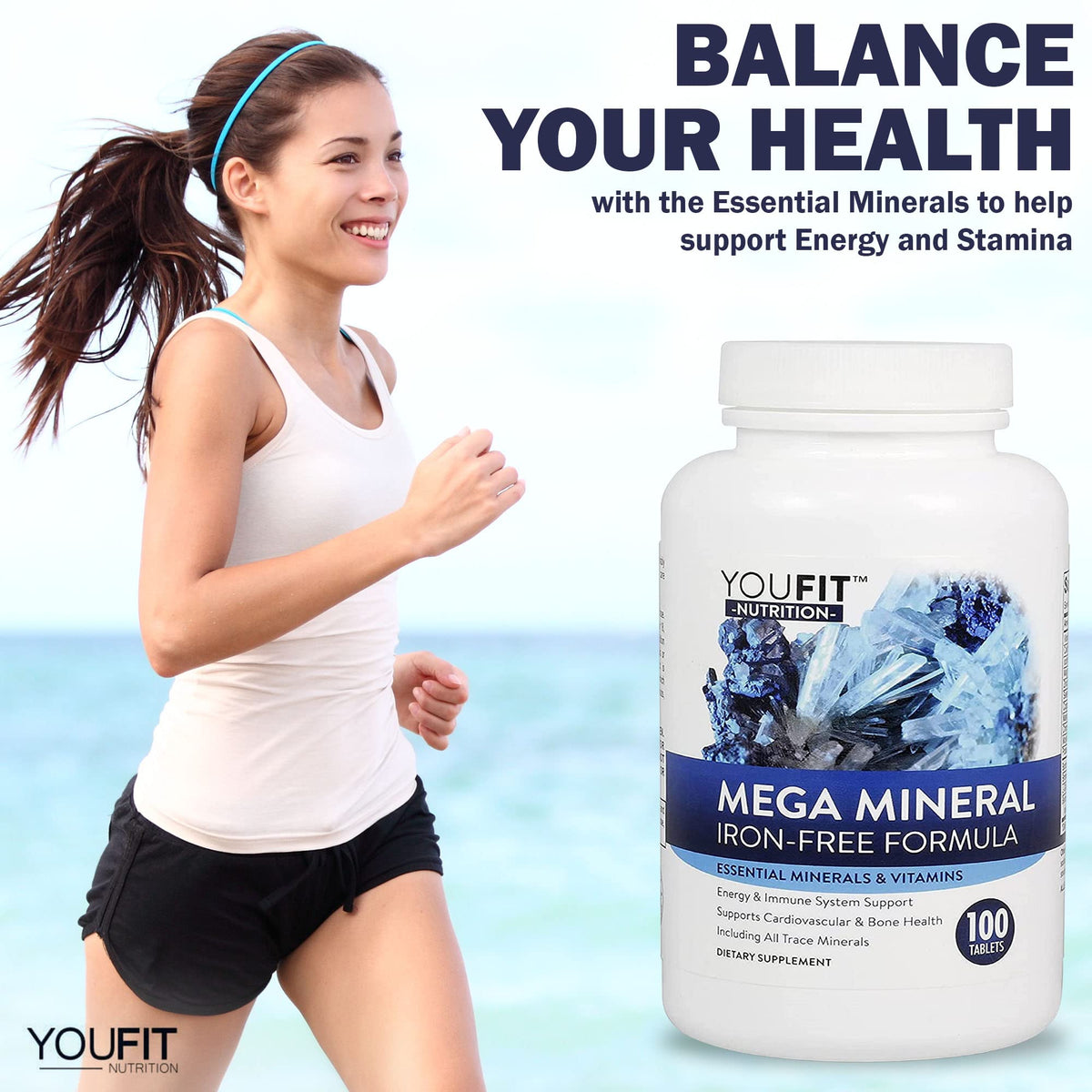 Mega Minerals Supplement by Youfit Nutrition | Trace Minerals | Premium Formula with Source of Minerals and Immune Health Support | Iron Free | All in One - FENGGESTORE20