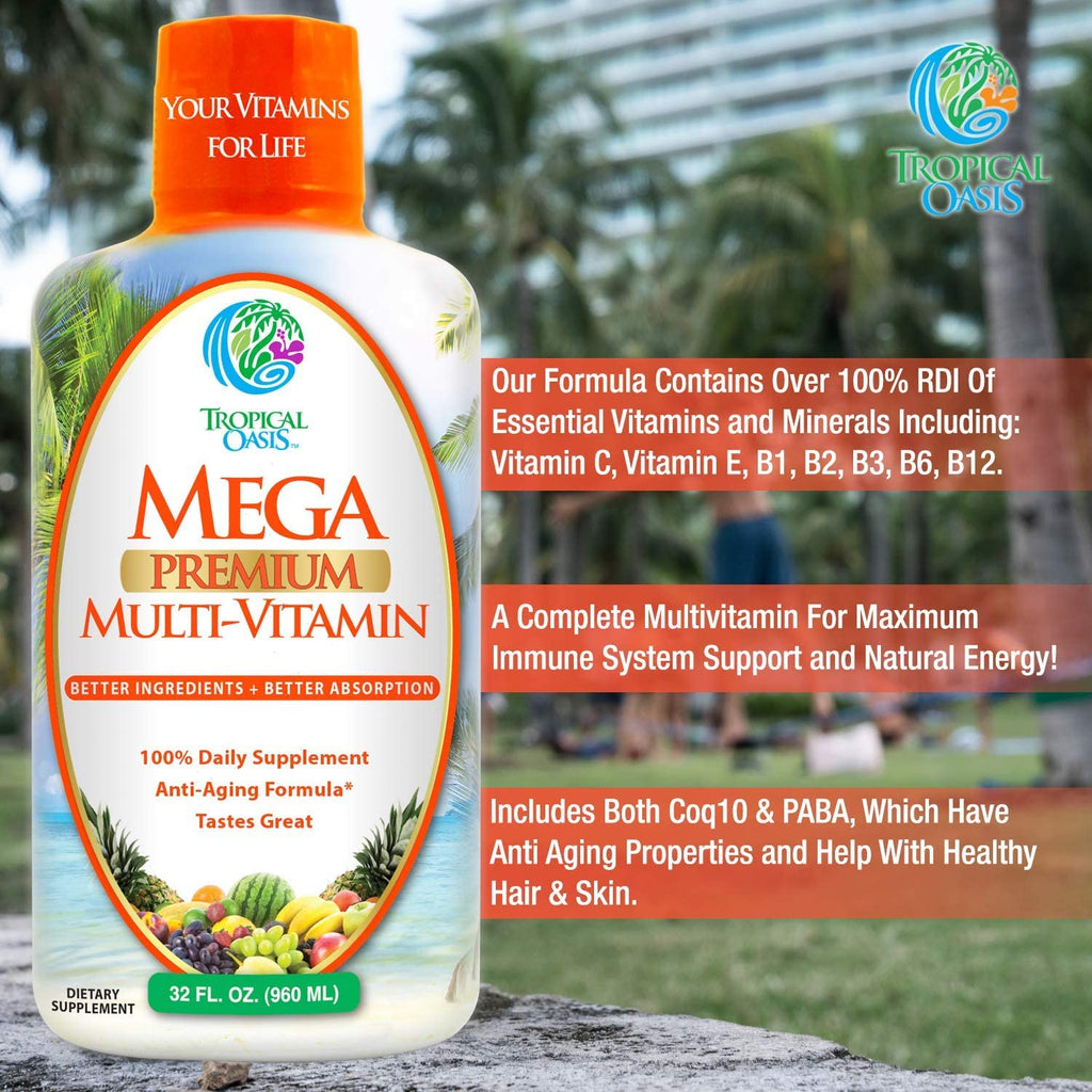 Mega Premium Liquid Multivitamin | Natural Immune Support Vitamin w/ 1333% Vitamin C, 200% D3, Zinc + 20 Vitamins, 70 Minerals, & 21 Amino Acids | Sugar Free - FENGGESTORE20