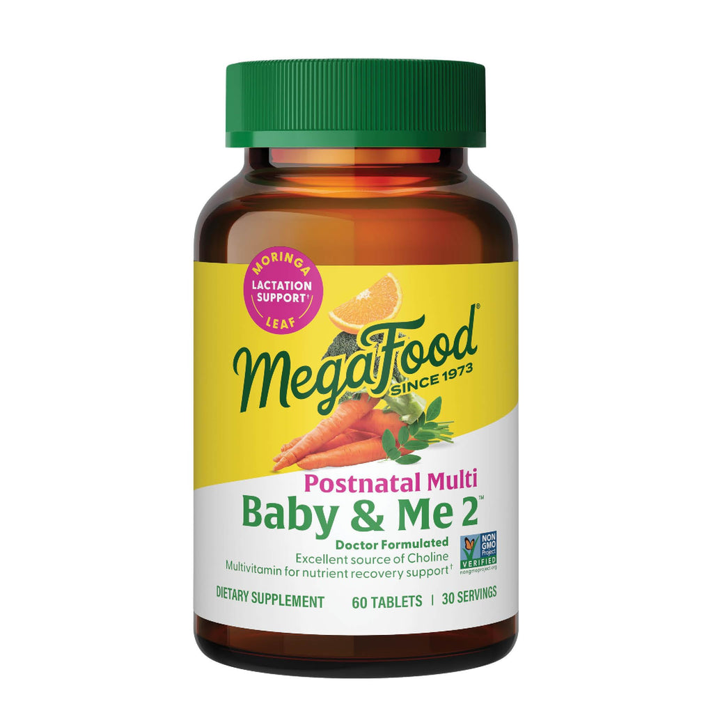 MegaFood Baby & Me 2 Postnatal Vitamins for Women Breastfeeding with Folate (Folic Acid Natural Form), Choline, Iodine, Vitamin D - FENGGESTORE20
