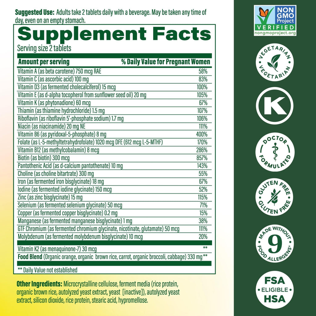 MegaFood Baby & Me 2 Prenatal Vitamin and Minerals - Vitamins for Women - with Folate (Folic Acid Natural Form), Choline, Iron, Iodine, and Vitamin C - FENGGESTORE20