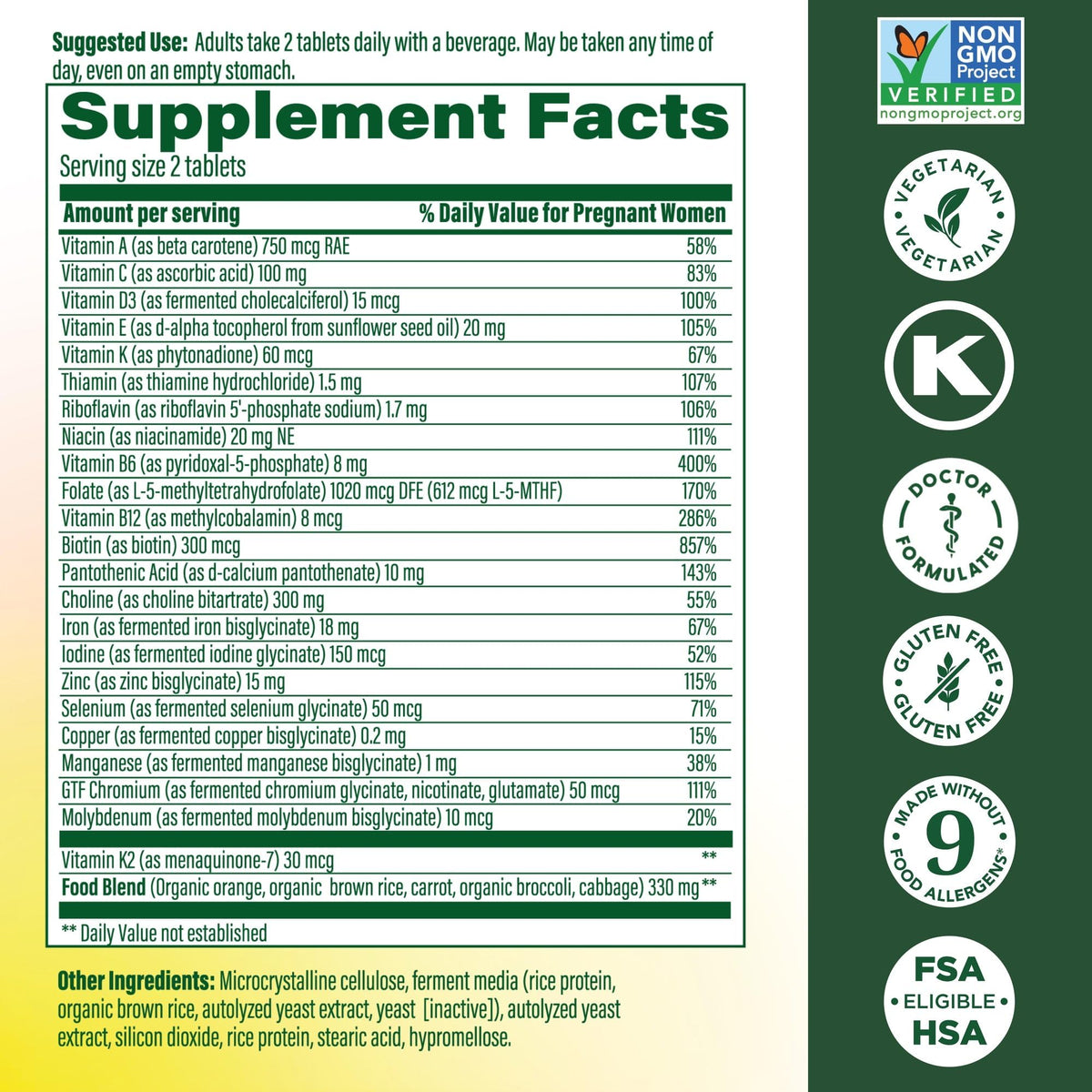 MegaFood Baby & Me 2 Prenatal Vitamin and Minerals - Vitamins for Women - with Folate (Folic Acid Natural Form), Choline, Iron, Iodine, and Vitamin C - FENGGESTORE20