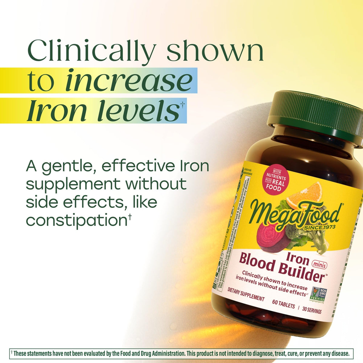 MegaFood Blood Builder Iron Supplement for Women & Men - Increase Iron Levels Without Side Effects - Combats Fatigue - Vitamin B12, Folic Acid & Vitamin C - FENGGESTORE20