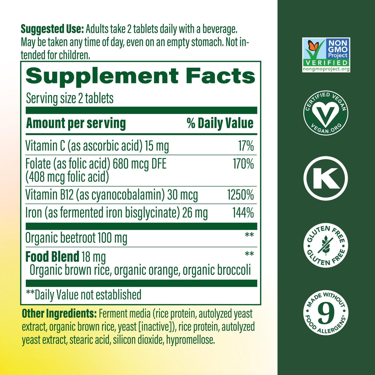 MegaFood Blood Builder Iron Supplement for Women & Men - Increase Iron Levels Without Side Effects - Combats Fatigue - Vitamin B12, Folic Acid & Vitamin C - FENGGESTORE20