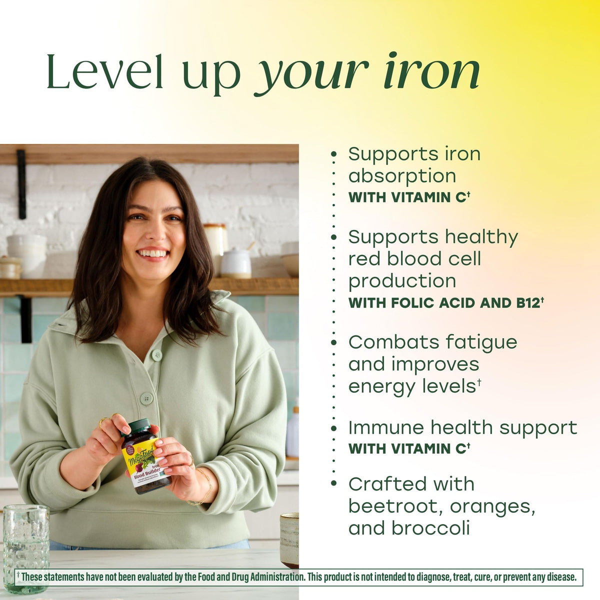 MegaFood Blood Builder Iron Supplement for Women & Men - Increase Iron Levels Without Side Effects - Combats Fatigue - with Vitamin B12, Folic Acid - FENGGESTORE20