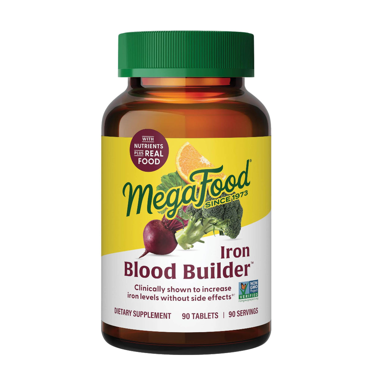 MegaFood Blood Builder Iron Supplement for Women & Men - Increase Iron Levels Without Side Effects - Combats Fatigue - with Vitamin B12, Folic Acid - FENGGESTORE20