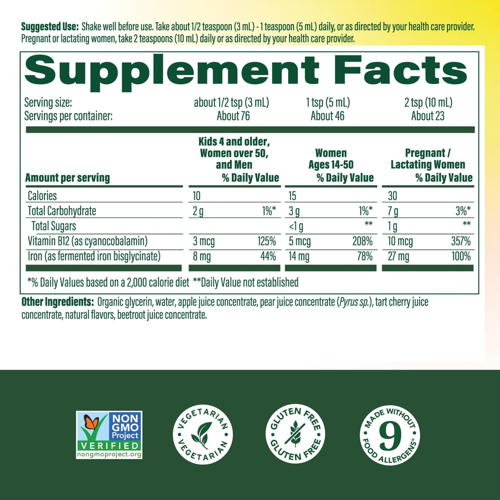 MegaFood Blood Builder Liquid Iron Supplement for Women, Men & Kids, Clinically Shown to Increase Iron Levels Without Constipation, - FENGGESTORE20