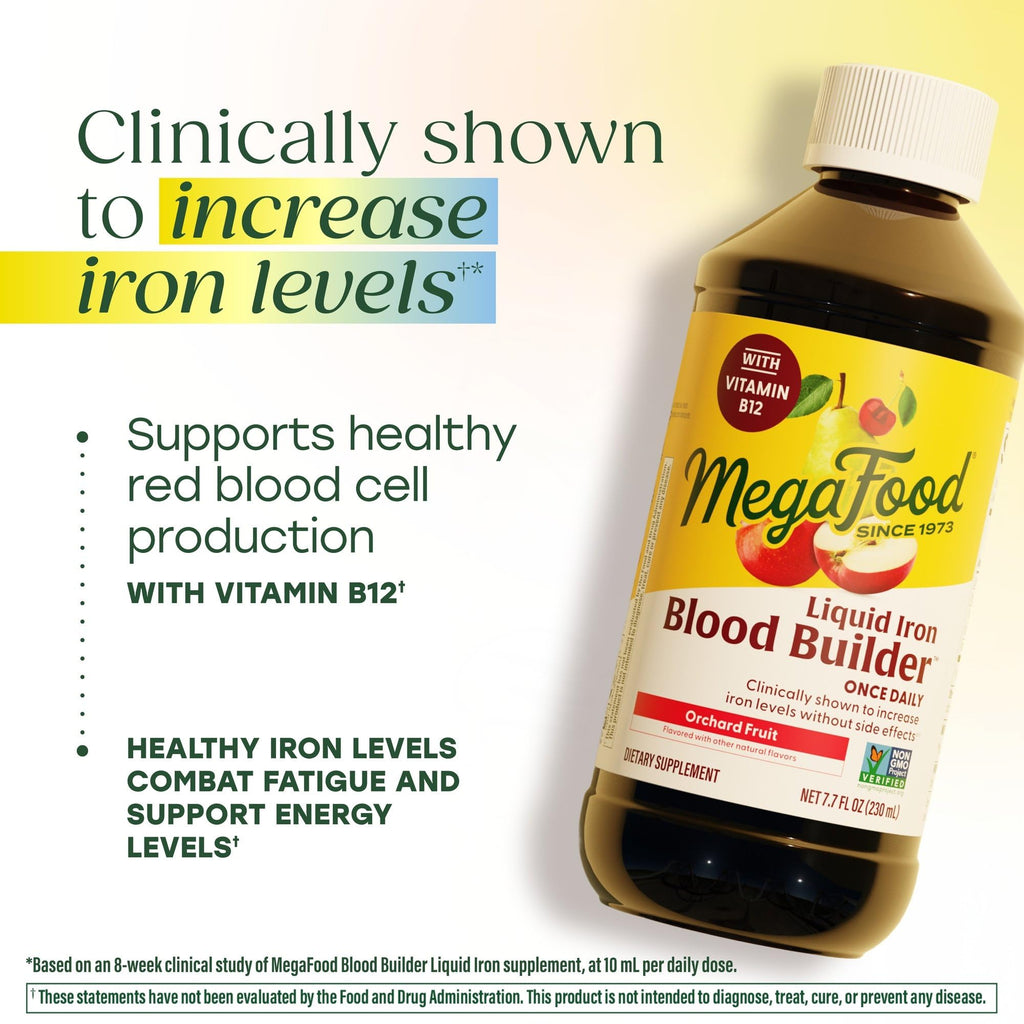 MegaFood Blood Builder Liquid Iron Supplement for Women, Men & Kids, Clinically Shown to Increase Iron Levels Without Constipation, - FENGGESTORE20