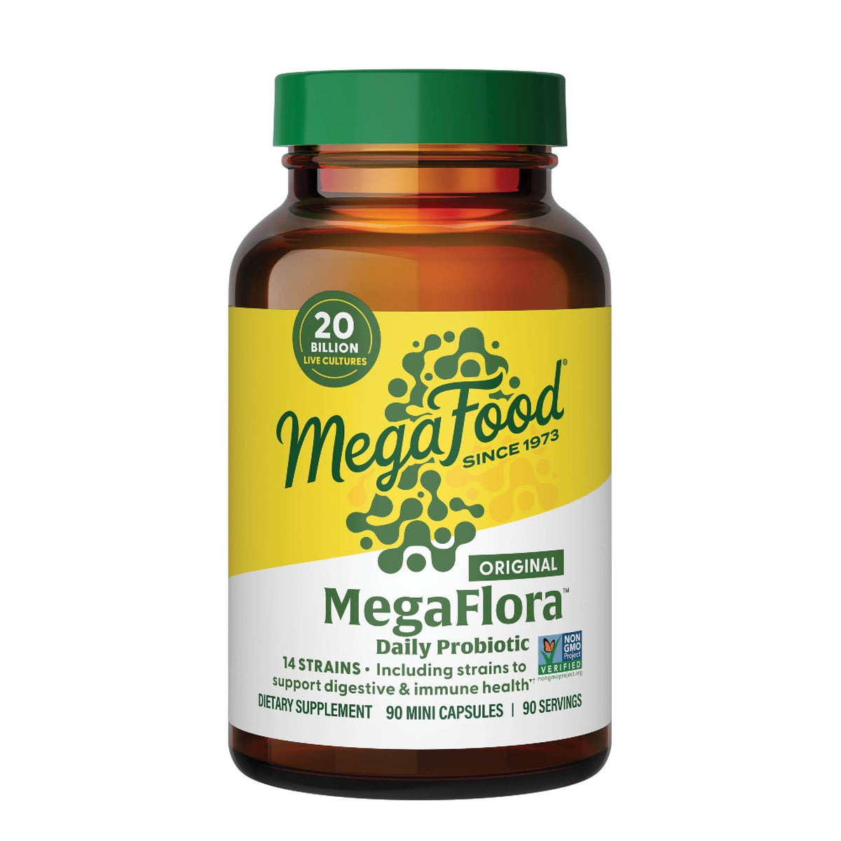 MegaFood MegaFlora Probiotic - Probiotics for Women Digestive Health - Immune Support Supplement - 20 Billion CFU - 14 Strains - Non-GMO - FENGGESTORE20