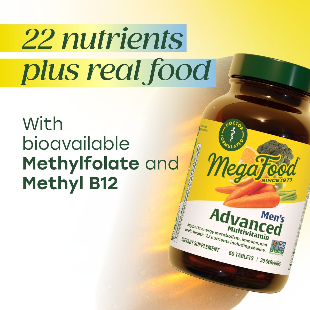 MegaFood Men's Advanced Multivitamin for Men - Doctor -Formulated - Choline, Vitamin B12, Vitamin D, Vitamin C & Zinc - Brain Health & Immune Support - FENGGESTORE20