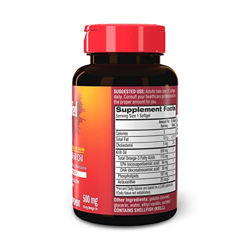 MegaRed Antarctic Krill Oil 500mg Omega 3 Fatty Acid Supplement, Extra Strength EPA & DHA Krill Oil Softgels (90cnt Box), Astaxanthin - FENGGESTORE20