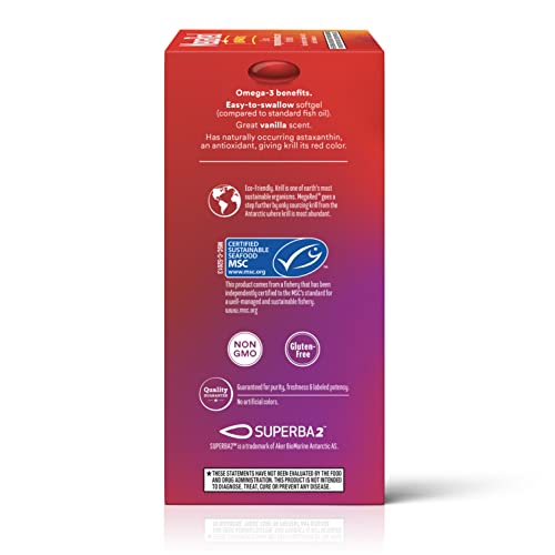 MegaRed Antarctic Krill Oil 500mg Omega 3 Fatty Acid Supplement, Extra Strength EPA & DHA Krill Oil Softgels (90cnt Box), Astaxanthin - FENGGESTORE20