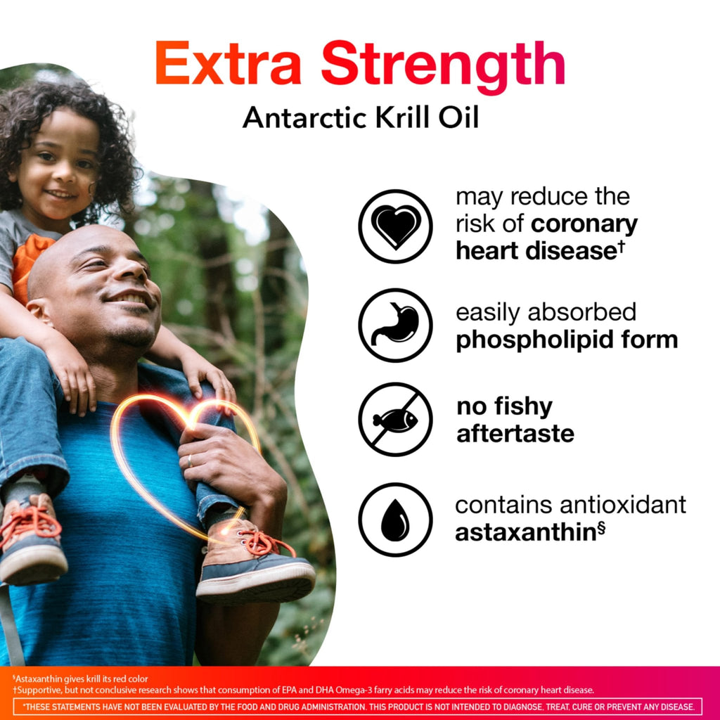 MegaRed Antarctic Krill Oil 500mg Omega 3 Fatty Acid Supplement, Extra Strength EPA & DHA Krill Oil Softgels (90cnt Box), Astaxanthin - FENGGESTORE20