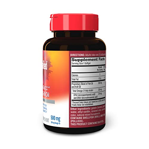 Megared Omega-3 Fish Oil + High Absorption Krill Oil 500mg Softgels, MegaRed Advanced 4in1 (80 count in a bottle) Concentrated Omega-3 Fish - FENGGESTORE20