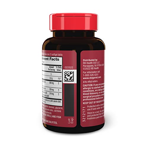 Megared Omega-3 Fish Oil + High Absorption Krill Oil 500mg Softgels, MegaRed Advanced 4in1 (80 count in a bottle) Concentrated Omega-3 Fish - FENGGESTORE20