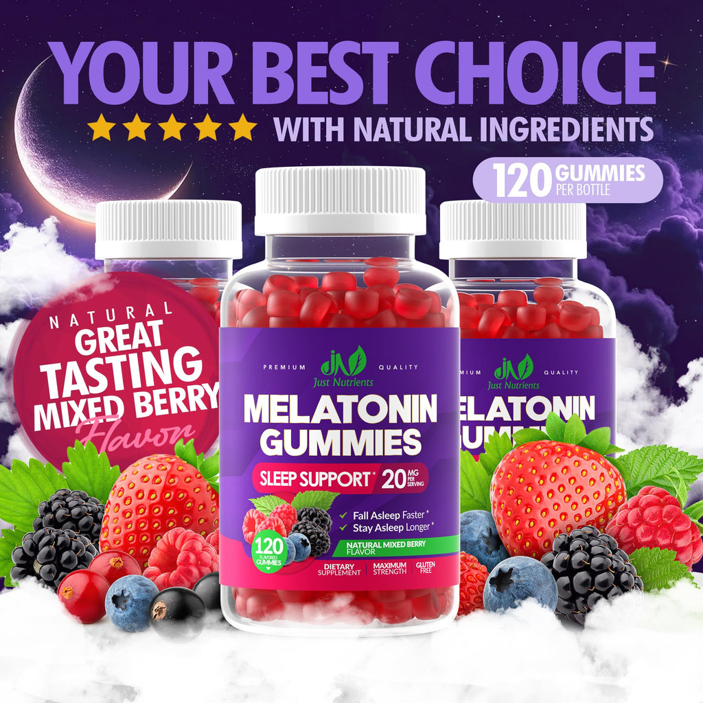 Melatonin 20mg Gummies (120 Count) - Maximum Strength Sleep Support for Adults with 10mg of Melatonin Per Gummy - Gluten-Free, Non-GMO, Vegetarian - FENGGESTORE20
