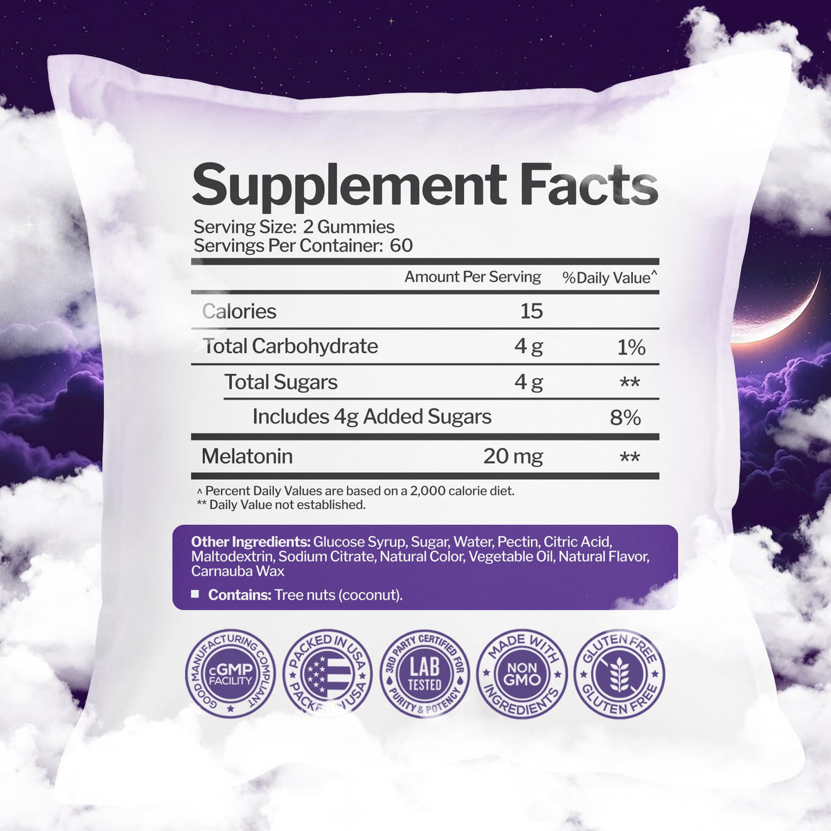 Melatonin 20mg Gummies (120 Count) - Maximum Strength Sleep Support for Adults with 10mg of Melatonin Per Gummy - Gluten-Free, Non-GMO, Vegetarian - FENGGESTORE20