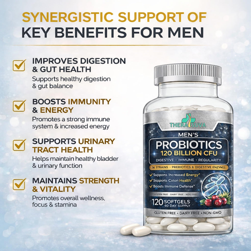 Men’s Advanced Probiotics 120 Billion CFU - 36 Strains + Prebiotics, Enzymes & Veggie Blend for Gut, Immune & Colon Health - 2 Month Supply, 120 Softgels - FENGGESTORE20