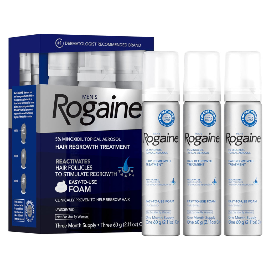 Men’s Rogaine 5% Minoxidil for Men Foam, Clinically Proven Regrowth for Thinning Hair, Topical Hair Loss Treatment, Unscented Topical Aerosol, Results in 8–16 Weeks - FENGGESTORE20