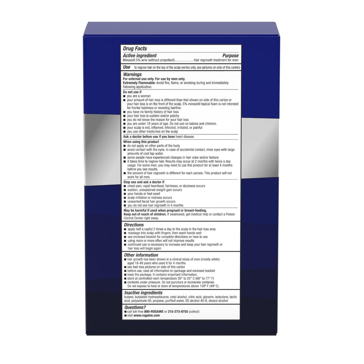 Men’s Rogaine 5% Minoxidil for Men Foam, Clinically Proven Regrowth for Thinning Hair, Topical Hair Loss Treatment, Unscented Topical Aerosol, Results in 8–16 Weeks - FENGGESTORE20