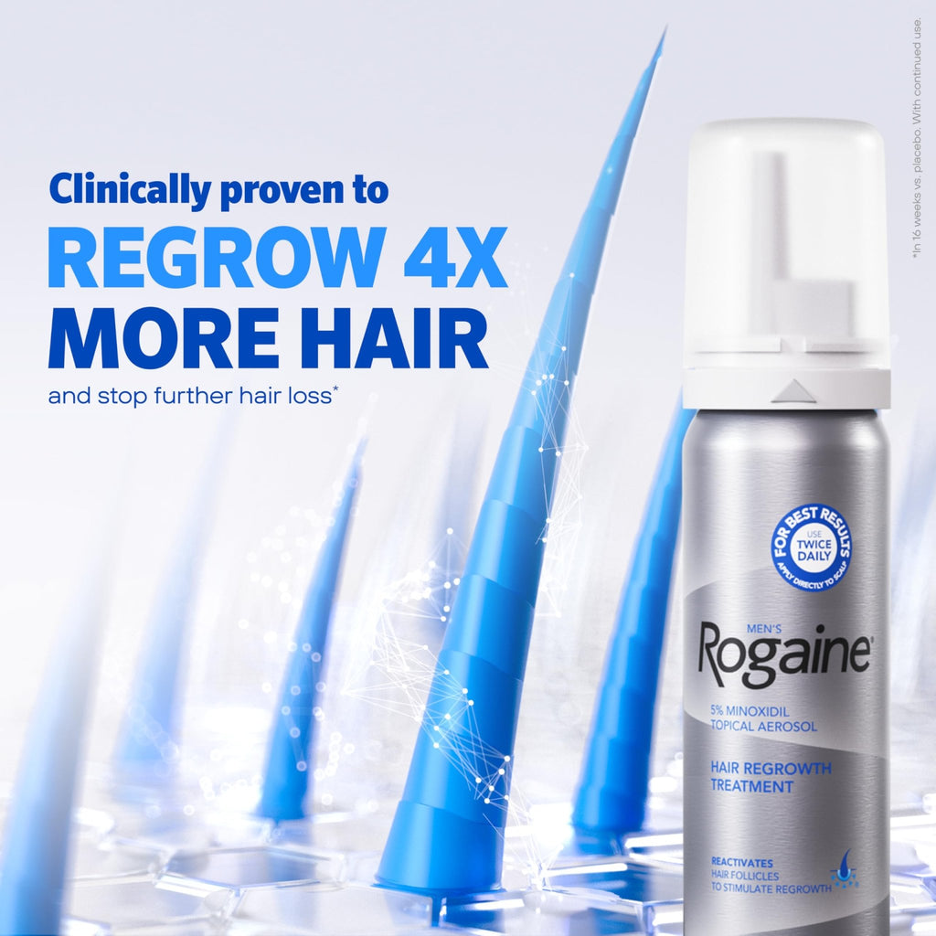 Men’s Rogaine 5% Minoxidil for Men Foam, Clinically Proven Regrowth for Thinning Hair, Topical Hair Loss Treatment, Unscented Topical Aerosol, Results in 8–16 Weeks - FENGGESTORE20