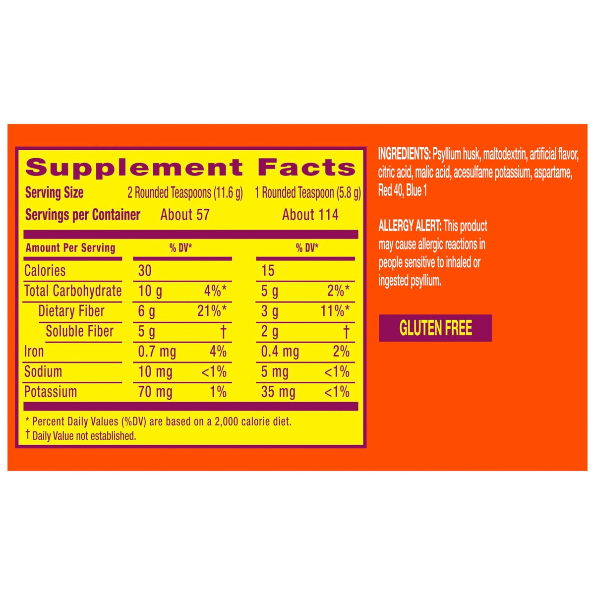 Metamucil, 4-in-1 Fiber Supplement, Psyllium Husk Powder, Sugar-Free Powder, Berry Flavored Drink, 114 Servings - FENGGESTORE20