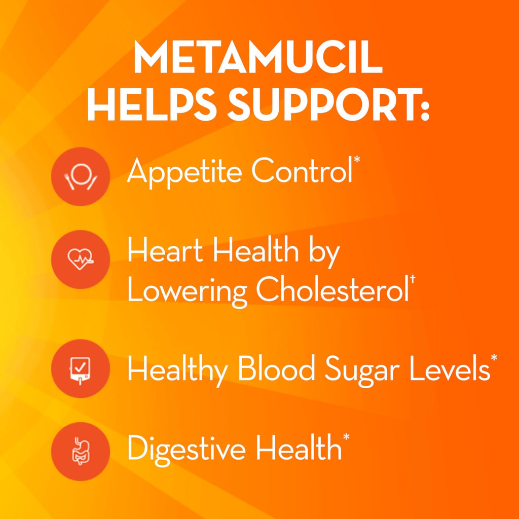 Metamucil, 4-in-1 Fiber Supplement, Psyllium Husk Powder, Sugar-Free Powder, Berry Flavored Drink, 114 Servings - FENGGESTORE20