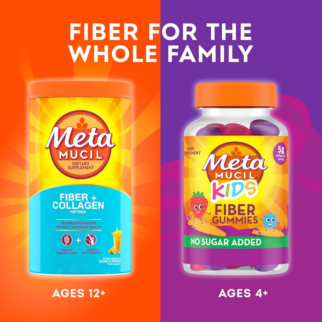 Metamucil Daily Fiber + Collagen, Psyllium Husk Powder, Plant Based Fiber Supplement, Sugar-Free with Stevia, 3-in-1 Fiber Supplement - FENGGESTORE20