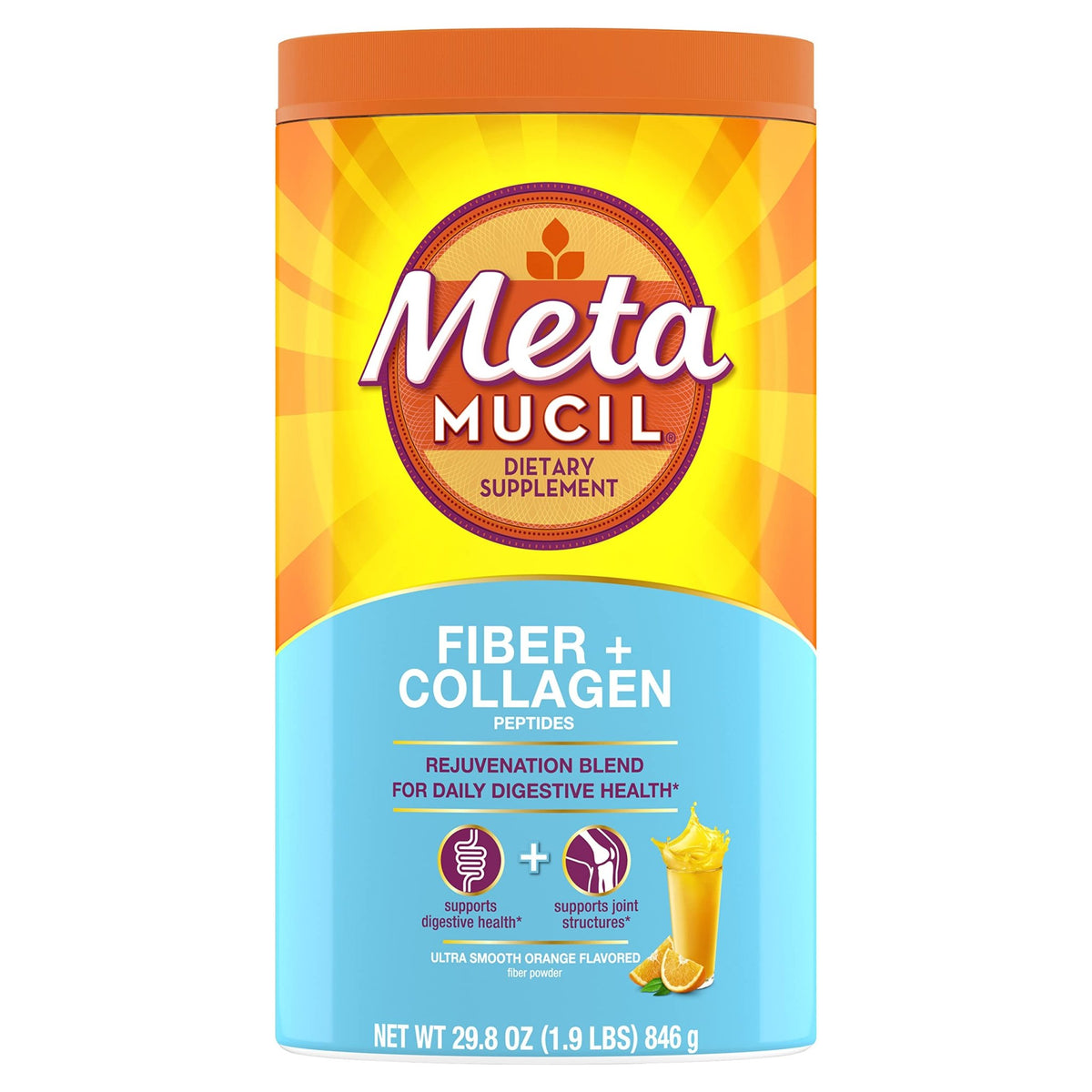Metamucil Daily Fiber + Collagen, Psyllium Husk Powder, Plant Based Fiber Supplement, Sugar-Free with Stevia, 3-in-1 Fiber Supplement - FENGGESTORE20