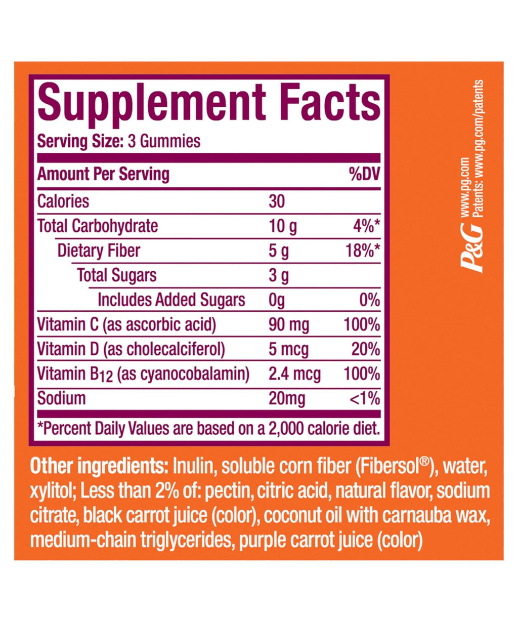 Metamucil Fiber Gummies for Adults with Vitamins C, D, B12 for Metabolism, No Sugar Added Citrus Berry Flavor, 5g Plant Based Prebiotic - FENGGESTORE20