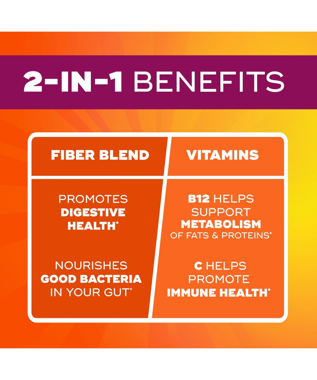 Metamucil Fiber Gummies for Adults with Vitamins C, D, B12 for Metabolism, No Sugar Added Citrus Berry Flavor, 5g Plant Based Prebiotic - FENGGESTORE20