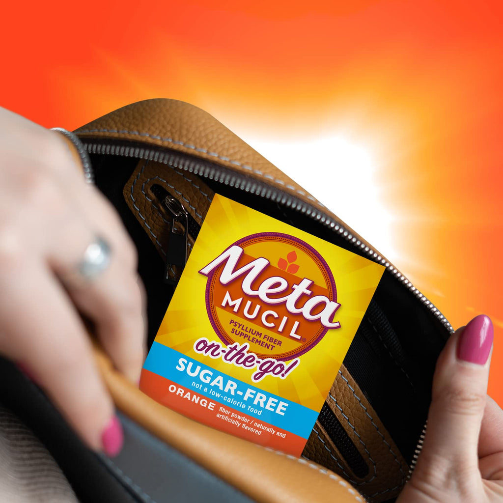 Metamucil On-the-Go Packets, Sugar-Free, 44 Packets, 4-in-1 Psyllium Husk Fiber Supplement, Orange Flavored, Individual Servings Great for Travel - FENGGESTORE20