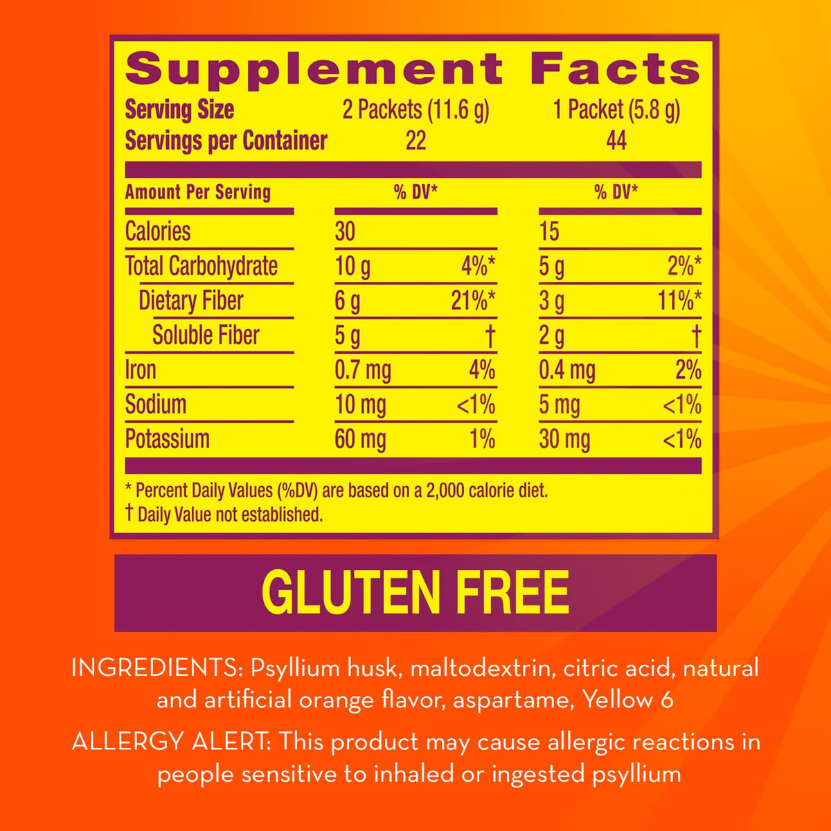 Metamucil On-the-Go Packets, Sugar-Free, 44 Packets, 4-in-1 Psyllium Husk Fiber Supplement, Orange Flavored, Individual Servings Great for Travel - FENGGESTORE20