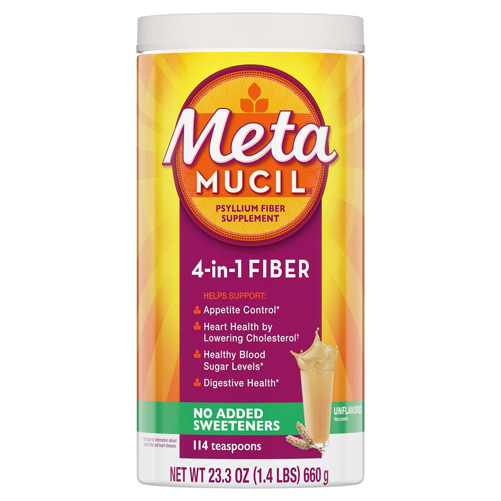 Metamucil, Psyllium Husk Powder, Unflavored with No Added Sweeteners, 114 Servings, 4-in-1 Fiber Supplement, Daily Psyllium Husk Fiber Powder - FENGGESTORE20