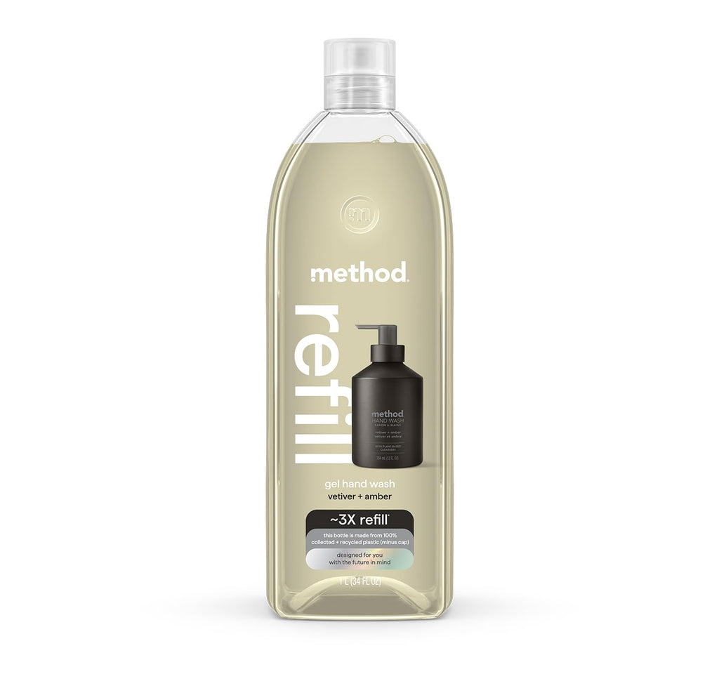 Method Gel Hand Soap Refill, Vetiver + Amber, 34 Fl Oz (Pack of 1) (Packaging May Vary) - FENGGESTORE20