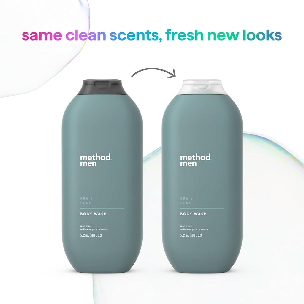Method Men Body Wash, Sea and Surf Scent, Paraben and Phthalate Free, Quick-Lathering - FENGGESTORE20