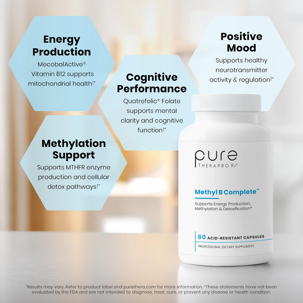 Methylated B Complex Vitamins, Made in USA, 2 Month Supply, Methyl B Complete Quatrefolic 5-MTHF Folate, B12 Methylcobalamin, TMG Trimethylglycine - FENGGESTORE20
