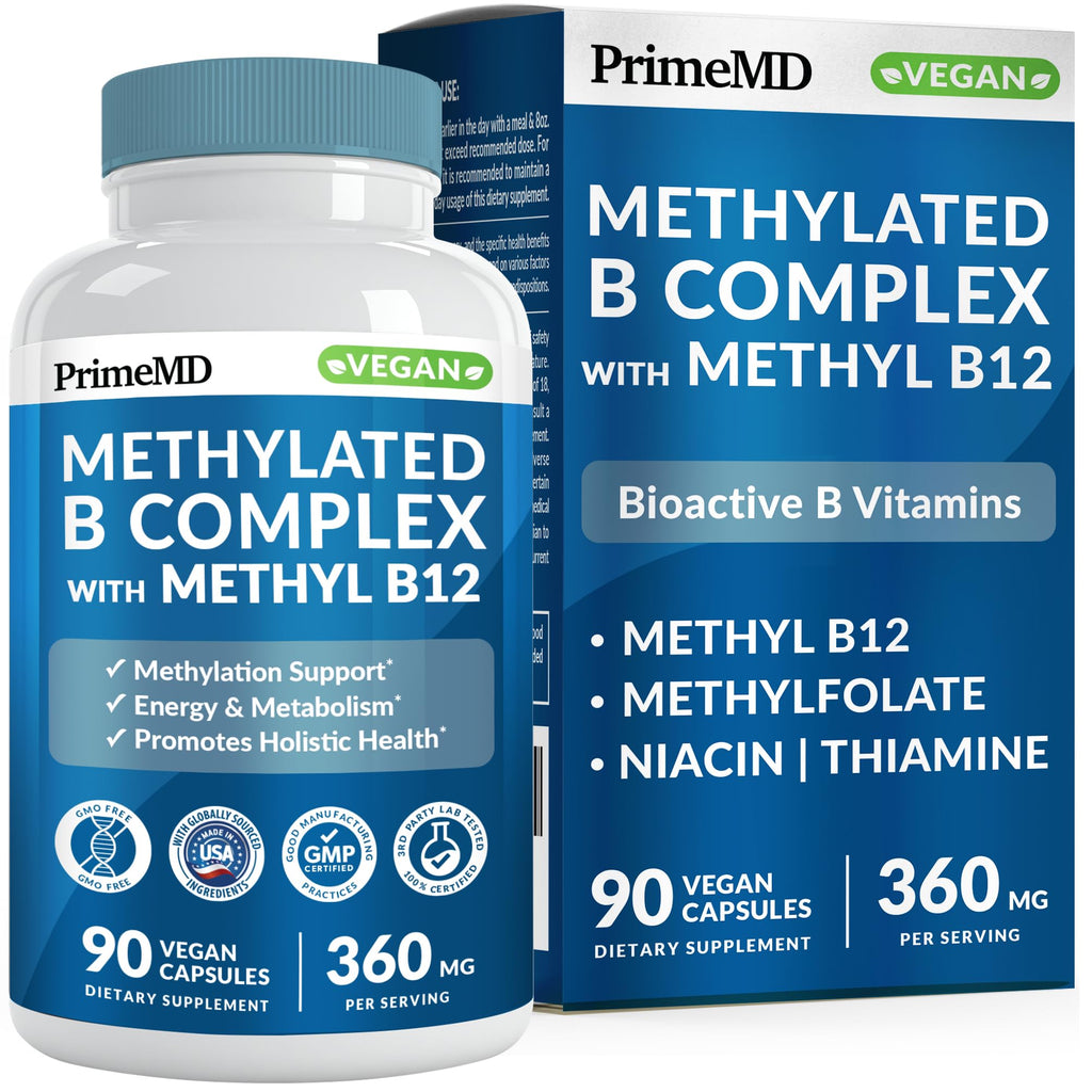 Methylated B Complex with Methylfolate and B12 Methylcobalamin 1000 mcg - Methylated Multivitamin for Energy, Brain Function, and Wellness - Vitamin B Complex for Men & Women (90 Servings) (Pack of 1) - FENGGESTORE20
